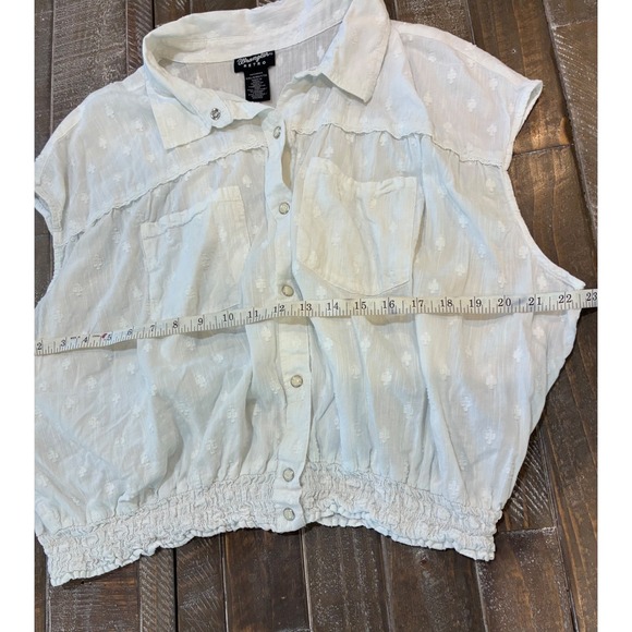 Wrangler Retro Womens Cowgirl Rodeo Cottagecore Smocked Snap Button Top XXL - Picture 6 of 7